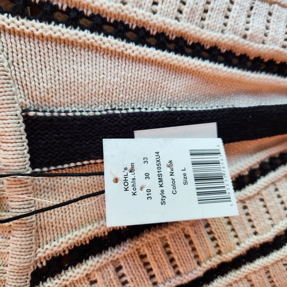 Womens Modernsupply Black and Cream Crew Neck Sweater with Striped Design - Picture 4 of 9